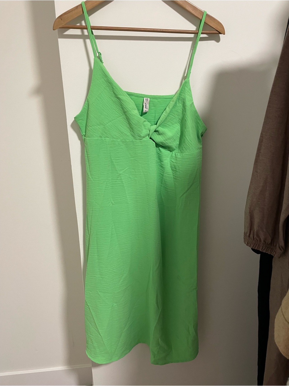 Green Twist-Front Slip Dress